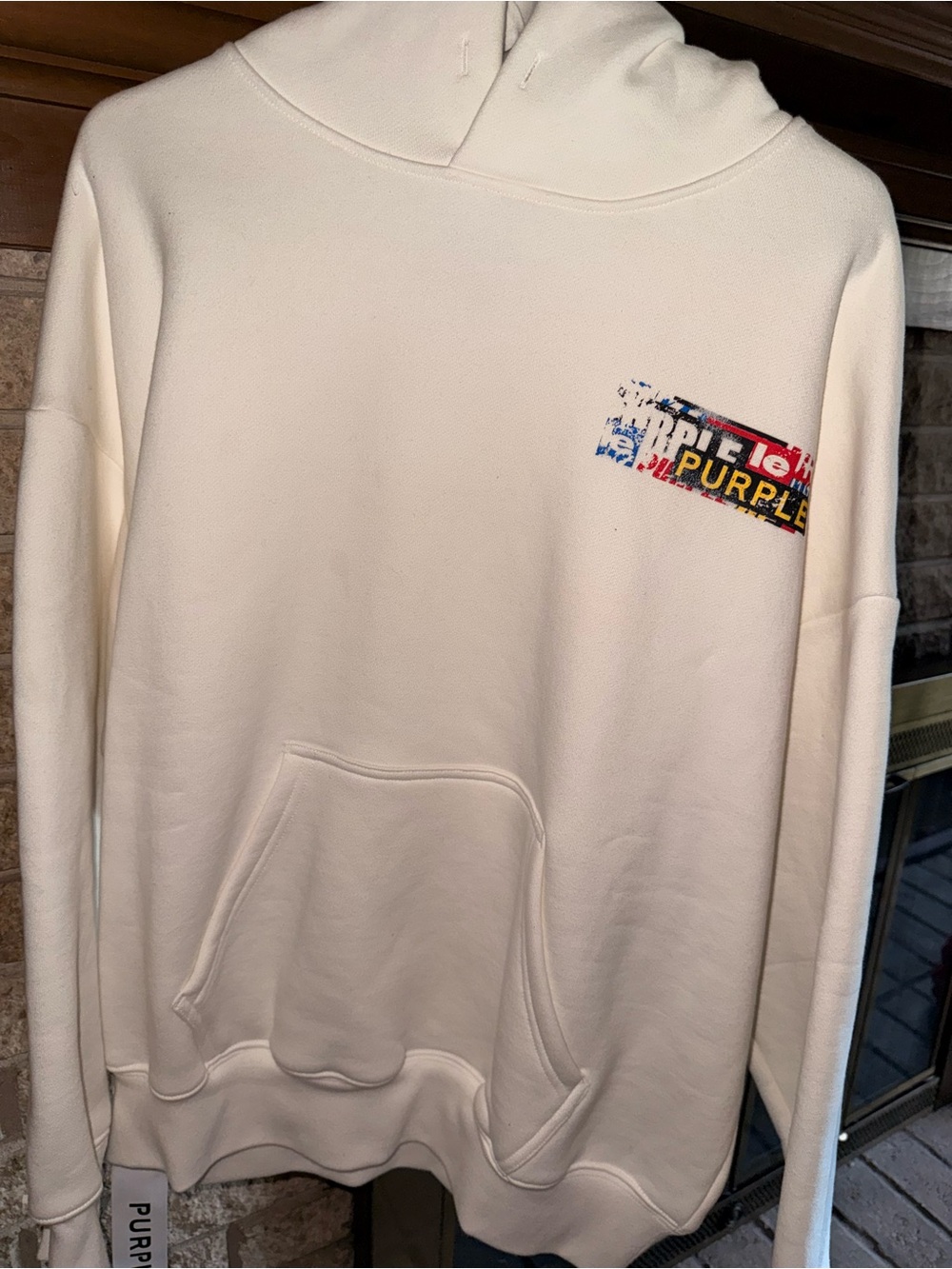Purple Brand Cream Graphic Pullover Hoodie - Men
